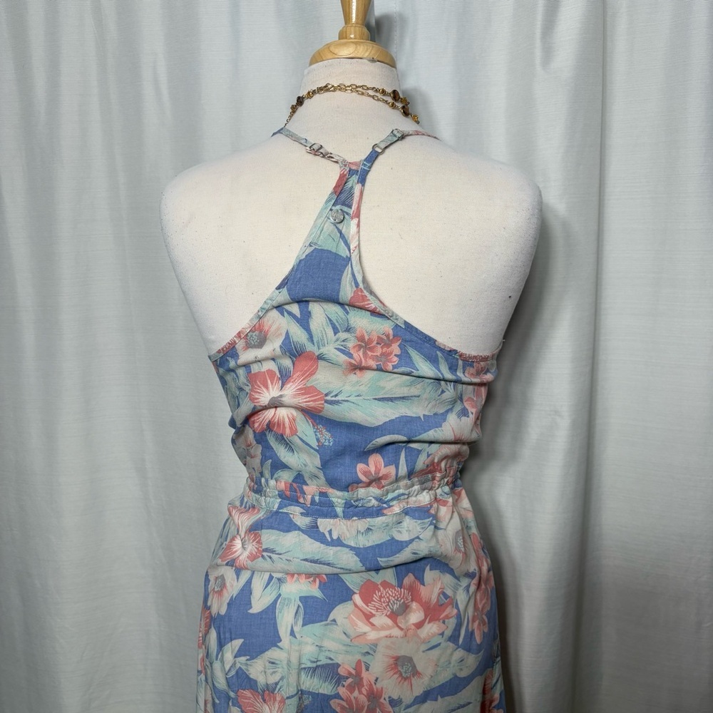 Rip Curl Floral Maxi Dress Boho Beach Vacation Summer Button Down Slit Size M - Picture 8 of 11